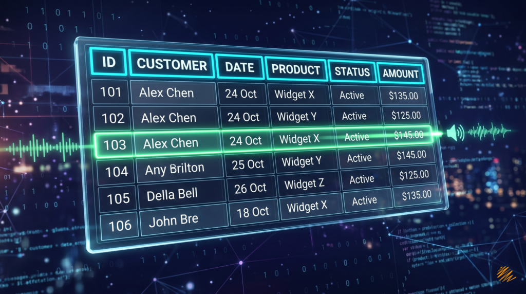 A properly formatted digital data table featuring clearly defined column and row headers optimized for assistive technology.