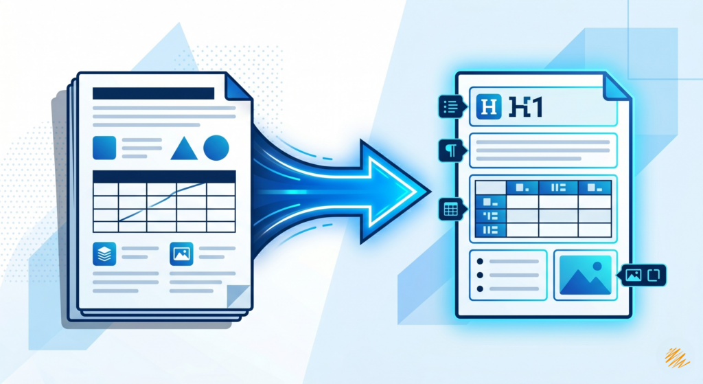 PDF accessibility remediation process overview showing a document being transformed into an accessible format