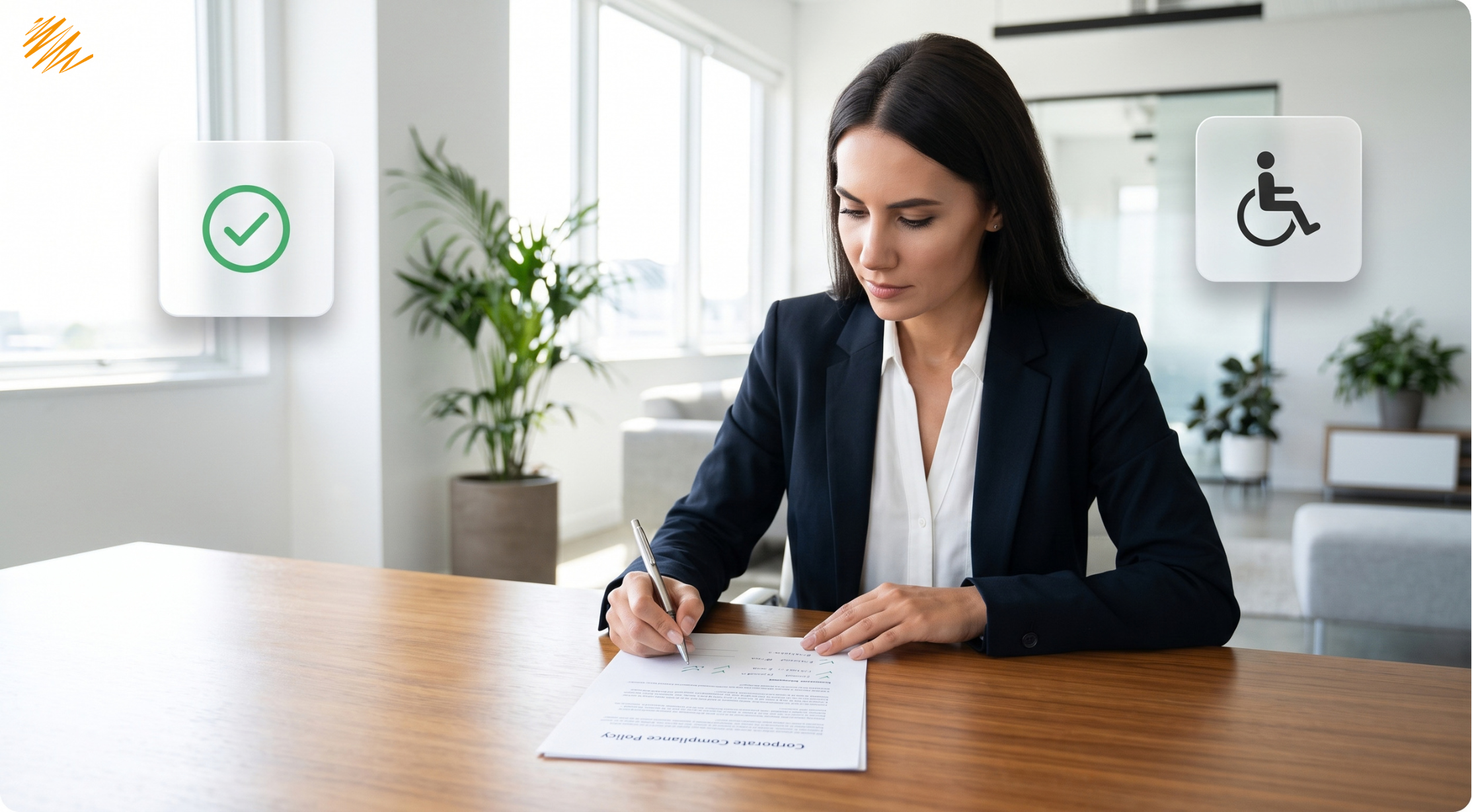 Professional reviewing document accessibility compliance checklist