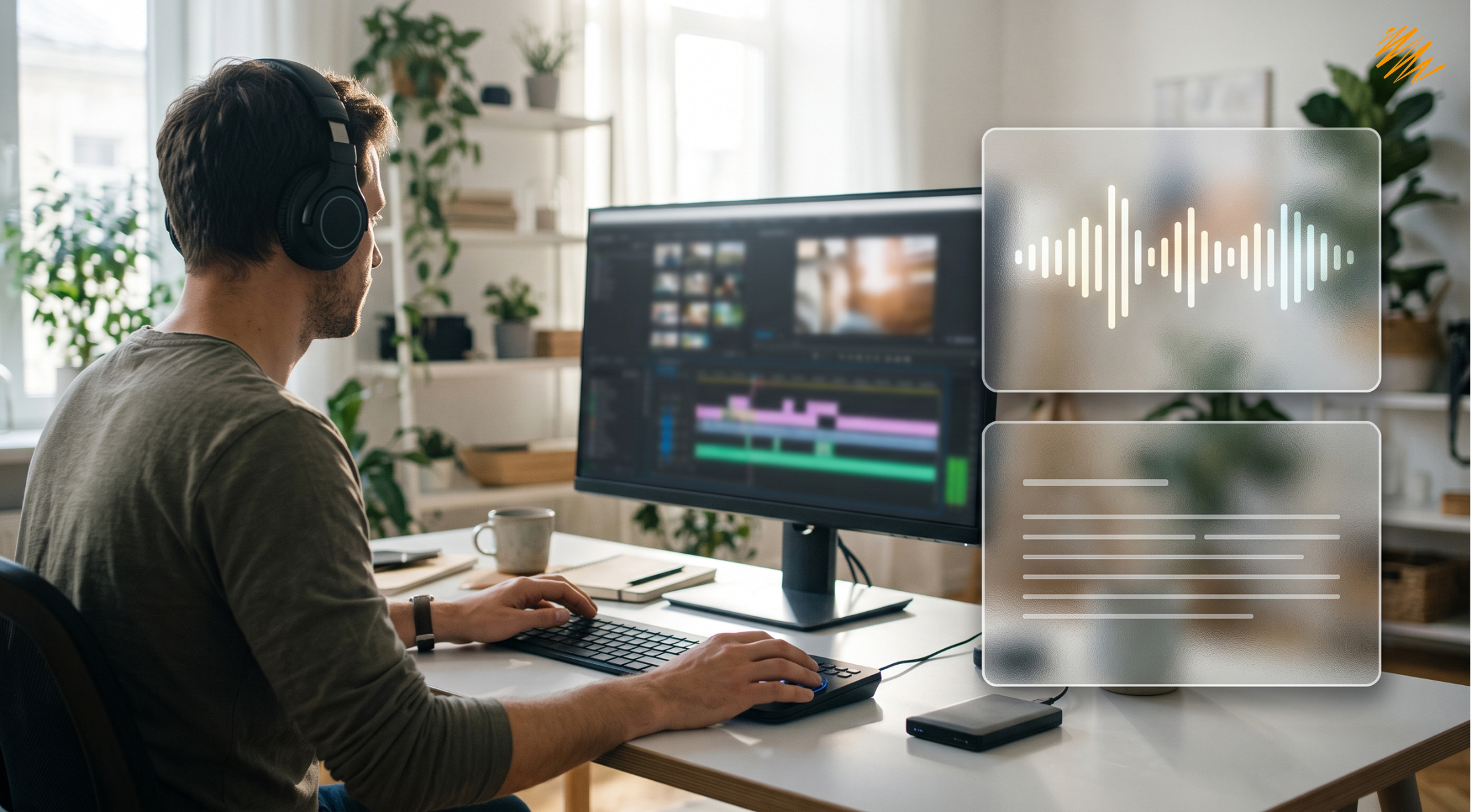 Editor reviewing subtitles on a video timeline for multimedia localization