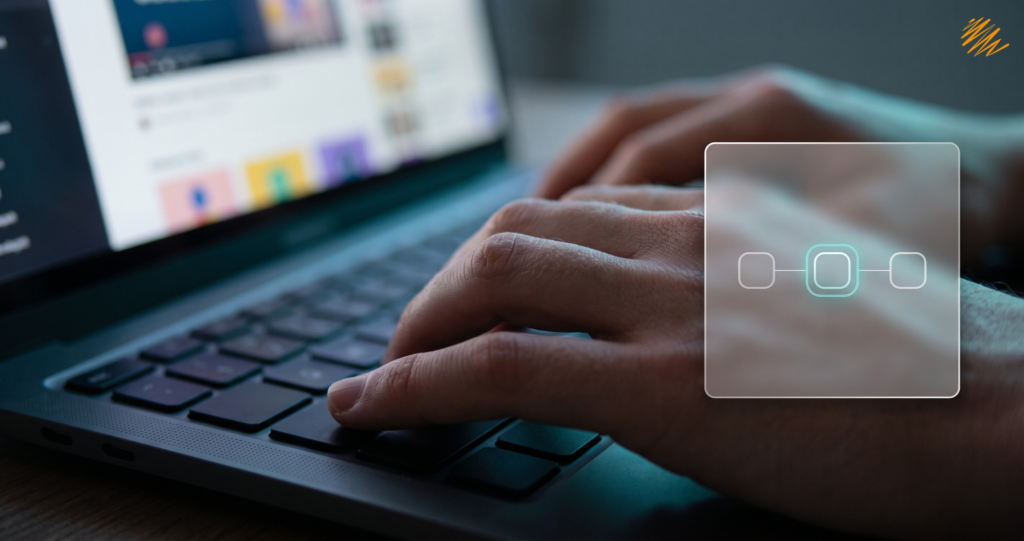 Hands on a keyboard navigating an online course for Section 508 compliance